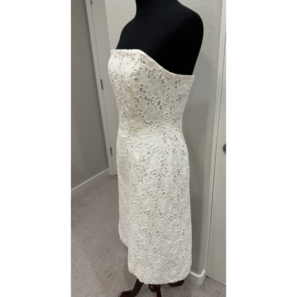 Lilly Pulitzer White Eyelet Strapless Cotton Dress Fit & Flare 6 Resort Wedding - Picture 2 of 6